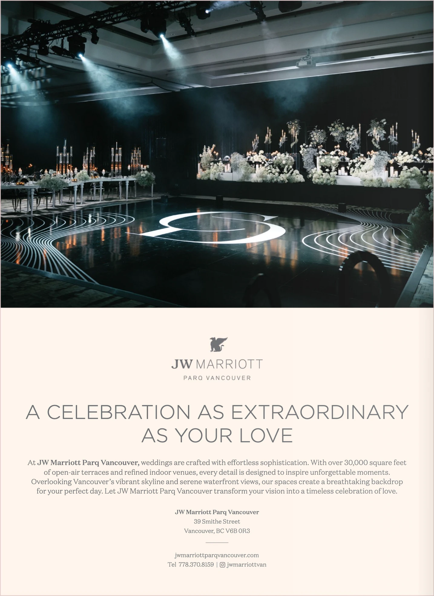 JW Marriott Parq Vancouver advertisement in WedLuxe Issue 35